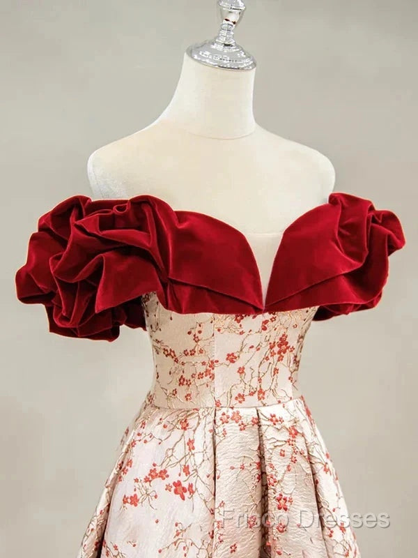 A-Line Off Shoulder Satin Long Formal Prom Dress Formal Dress Elegant Beautiful Secondary image