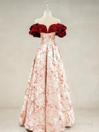 A-Line Off Shoulder Satin Long Formal Prom Dress Formal Dress Elegant Beautiful