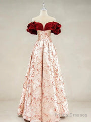 A-Line Off Shoulder Satin Long Prom Dress Evening Dress Elegant Beautiful