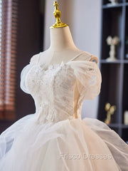 A-Line Off Shoulder Tulle Lace Short Formal Prom Dress, White Homecoming Dress