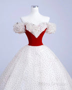 A-Line Off Shoulder Tulle Light Champagne Long Formal Prom Dress, Light Champagne Formal Dress