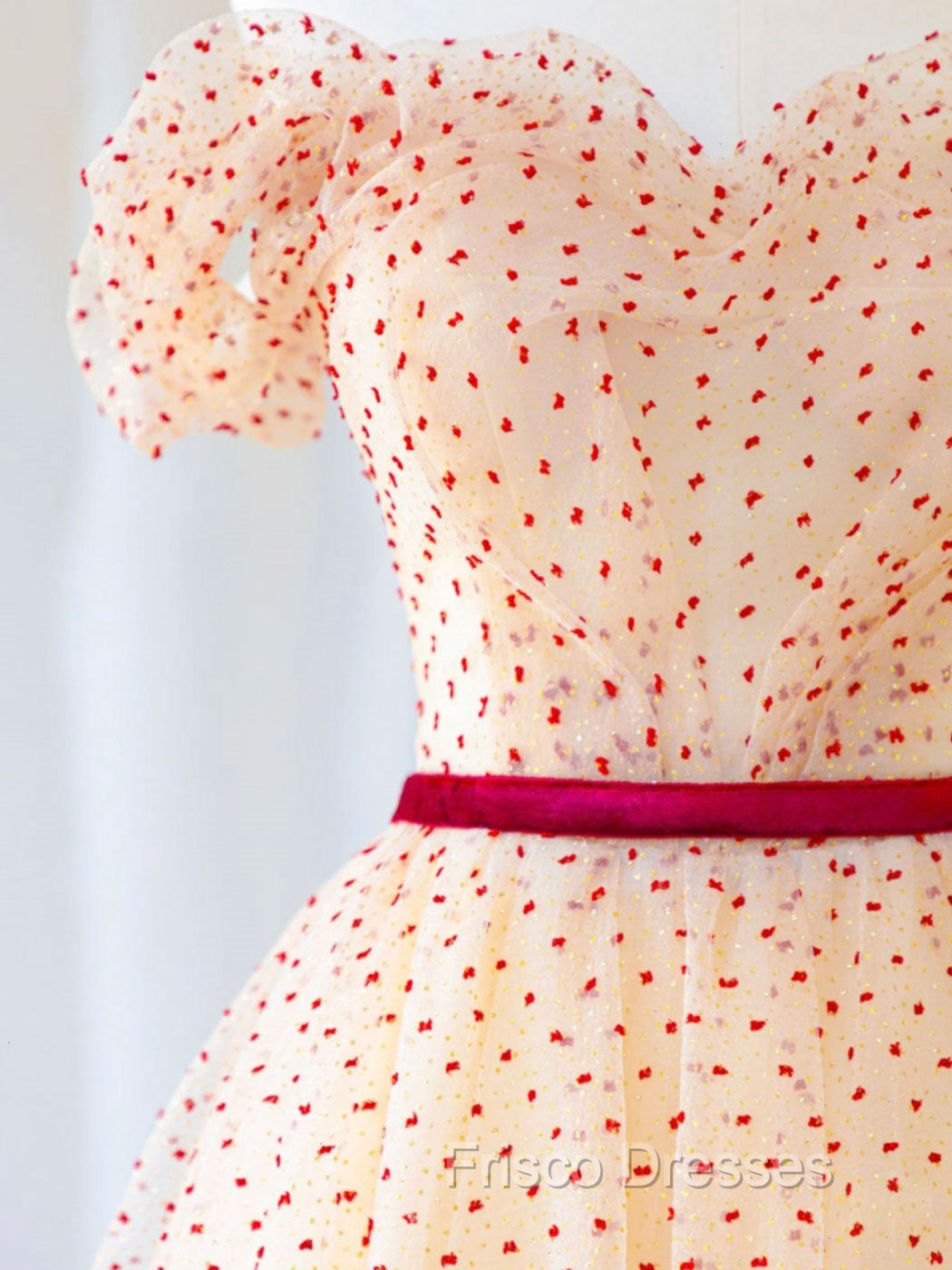 A-Line Off Shoulder Tulle Long Formal Prom Dress, Champagne Formal Dress