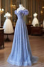 A Line Off The Shoulder Blue Long Formal Prom Dress Formal Dress