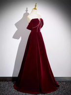 A line Off The Shoulder Evening Party Dress Velvet Prom Dress