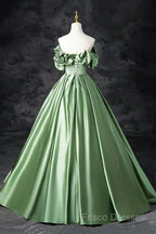 A-Line Off The Shoulder Formal Satin Long Formal Dress Formal Prom Dress