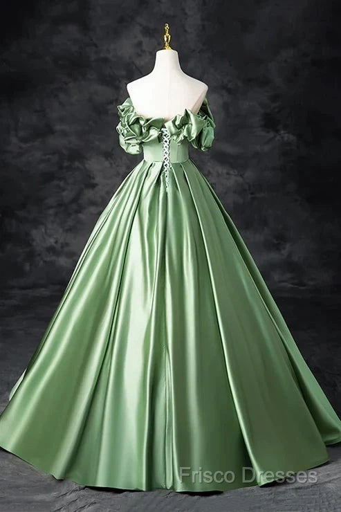 A-Line Off The Shoulder Formal Satin Long Formal Dress Formal Prom Dress
