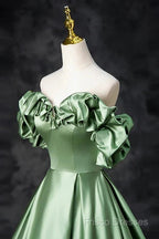A-Line Off The Shoulder Formal Satin Long Formal Dress Formal Prom Dress