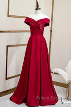 A-Line Off The Shoulder Formal Prom Dress Pure Color Sexy Long