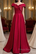 A-Line Off The Shoulder Formal Prom Dress Pure Color Sexy Long
