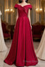 A-Line Off The Shoulder Formal Prom Dress Pure Color Sexy Long
