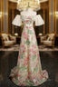 A-LIne Off the Shoulder Sequins Pearls Formal Prom Dress