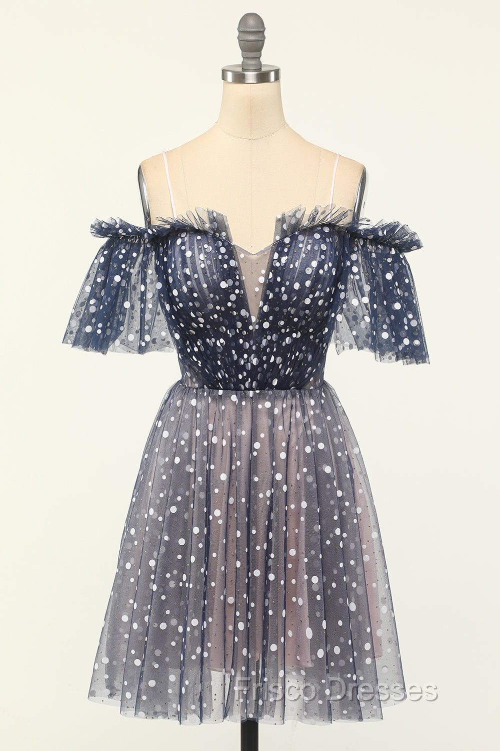 A-line Off-the-shoulder Tulle Short/Mini Short Formal Prom Dress With Ruffles