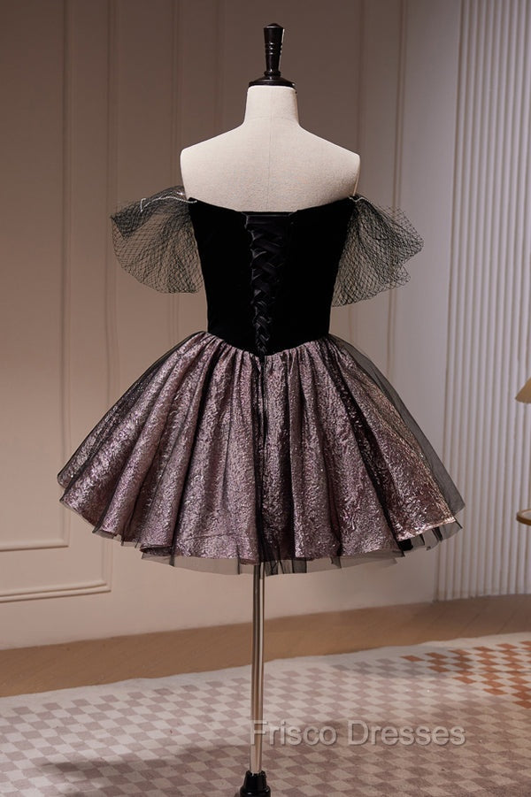 A Line Off the Shoulder Tulle Short Formal Prom Dress, New Style Homecoming Gown Secondary image