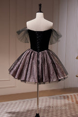 A Line Off the Shoulder Tulle Short Formal Prom Dress, New Style Homecoming Gown