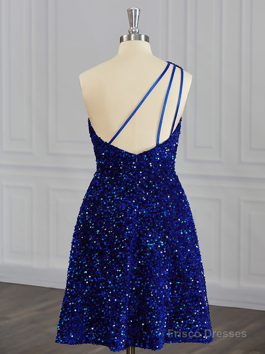 A-line One-Shoulder Sequin Short/Mini Velvet Sequins Dress Secondary image