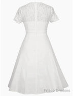 A-Line Party Dresses Elegant Dress Homecoming Knee Length Short Sleeve V Neck Satin With Appliques