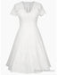 A-Line Party Dresses Elegant Dress Homecoming Knee Length Short Sleeve V Neck Satin With Appliques