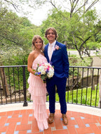 A-Line Pink Long Prom Dress , Unique Prom Dress