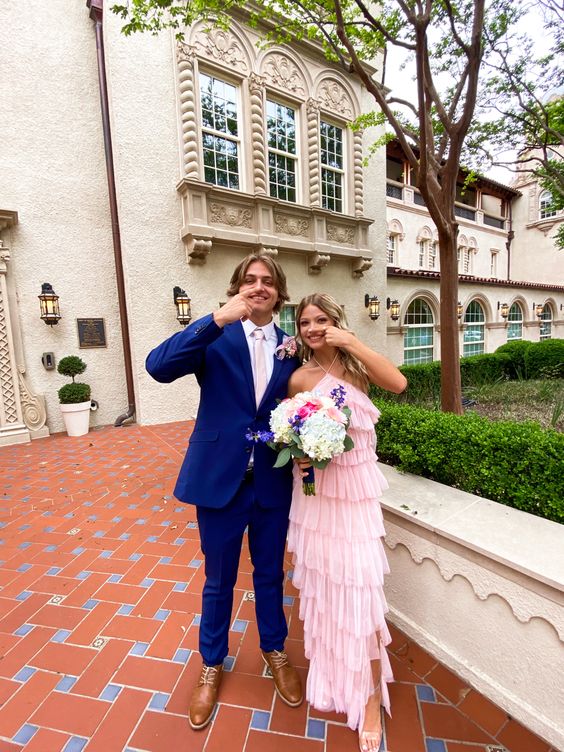 A-Line Pink Long Prom Dress , Unique Prom Dress Main image