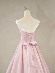 A Line Pink Long Formal Prom Dress, Formal Pink Bridesmaid Dress