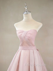 A Line Pink Long Formal Prom Dress, Formal Pink Bridesmaid Dress