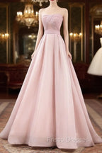 A Line Pink Long Formal Prom Dress, Formal Pink Bridesmaid Dress