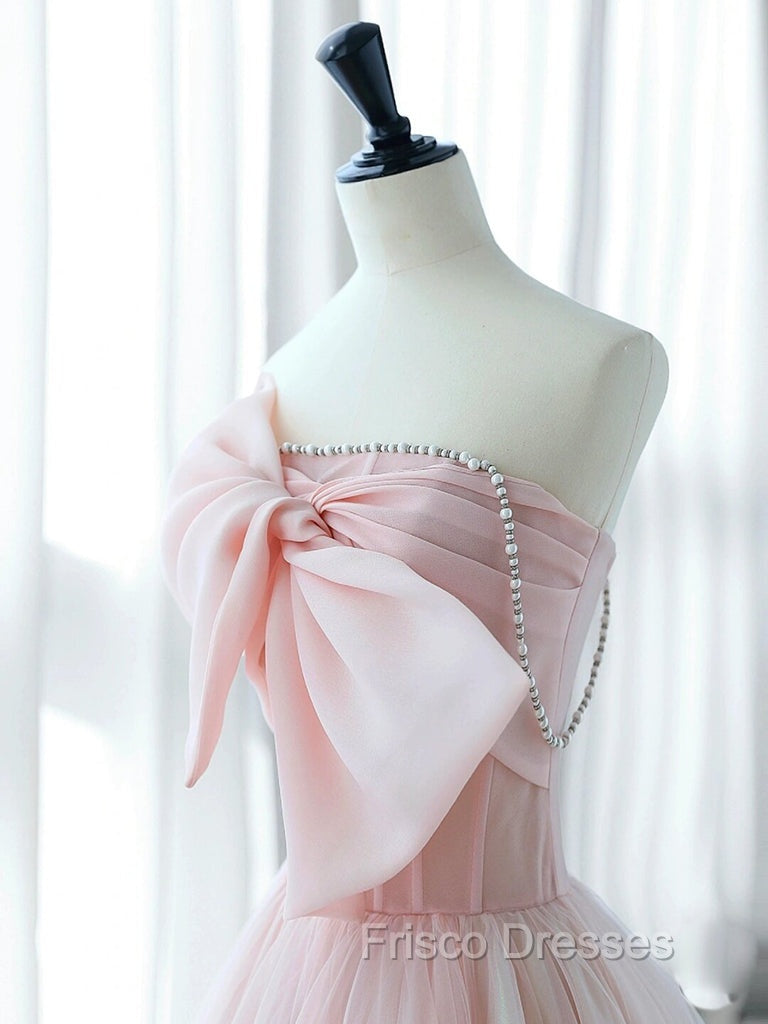 A-Line Pink Organza Long Formal Prom Dress, Pink Long Formal Dress Secondary image