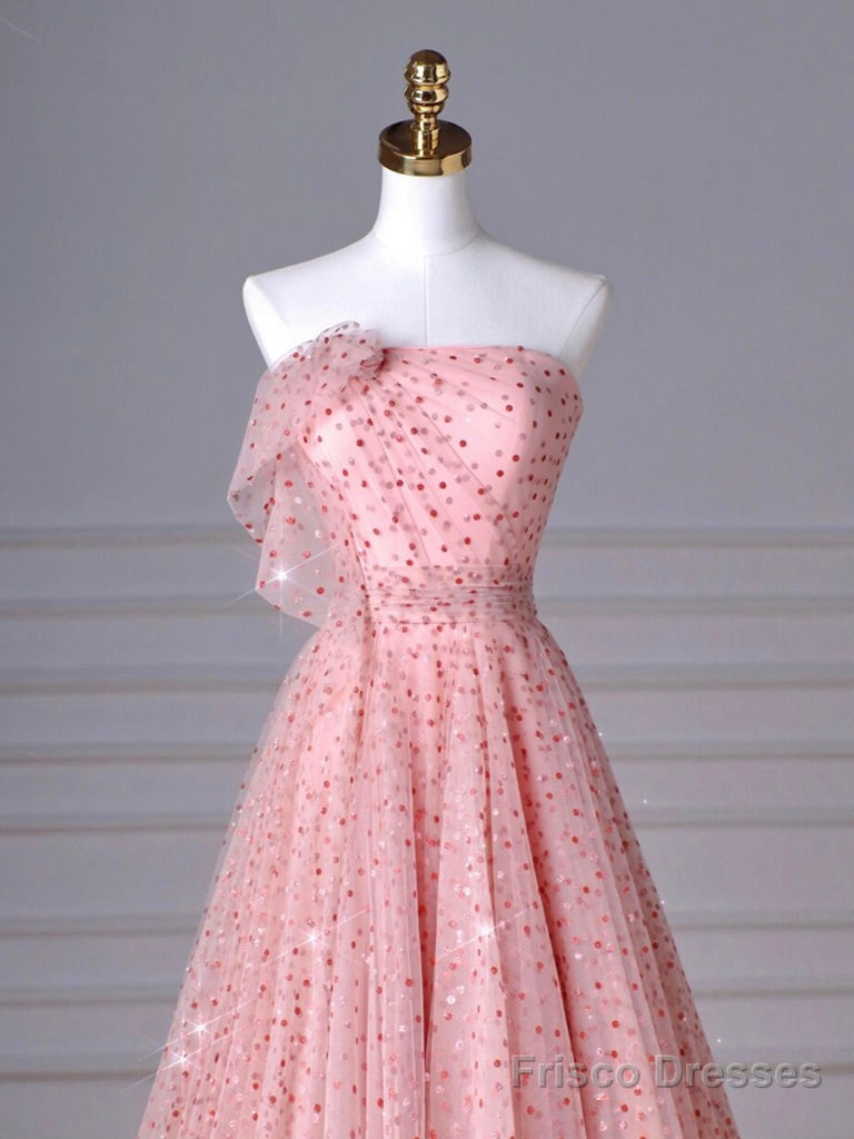 A-Line Pink Tulle Long Prom Dress, Pink Long Formal Dress Secondary image