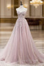 A-Line Pink Tulle Sweetheart Appliques Formal Prom Dress