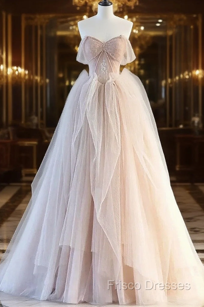A-Line Pink Tulle Sweetheart Formal Prom Dress Party Dress, Pink Tulle Formal Dress