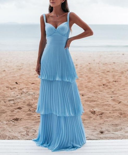 A-Line Pleated Blue Prom Dress Formal Party Dress Main image