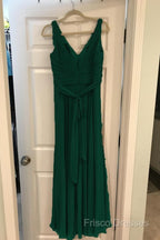 A-Line Pleated Chiffon V-Neck Long Bridesmaid Dress