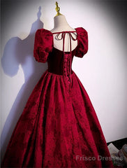 A-Line Princess Ballgown Sweetheart Short Sleeves Long Party Dress Evening Dress Prom Dress