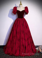 A-Line Princess Ballgown Sweetheart Short Sleeves Long Party Dress Formal Dress Formal Prom Dress