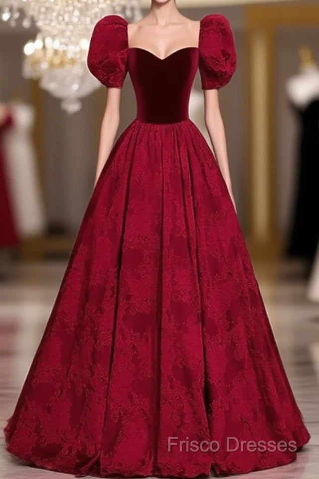 A-Line Princess Ballgown Sweetheart Short Sleeves Long Party Dress Formal Dress Formal Prom Dress Main image
