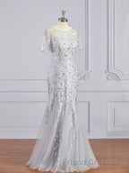 A-Line/Princess Bateau Floor-Length Tulle Mother of the Bride Dress With Ruffles