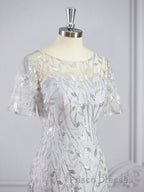 A-Line/Princess Bateau Floor-Length Tulle Mother of the Bride Dress With Ruffles