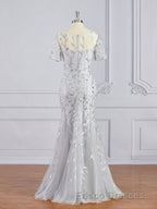 A-Line/Princess Bateau Floor-Length Tulle Mother of the Bride Dress With Ruffles