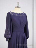 A-Line/Princess Bateau Asymmetrical Chiffon Mother of the Bride Dress