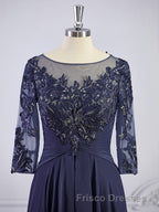 A-Line/Princess Bateau Floor-Length Chiffon Mother of the Bride Dress With Appliques Lace