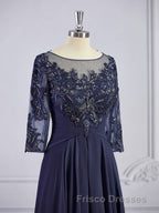 A-Line/Princess Bateau Floor-Length Chiffon Mother of the Bride Dress With Appliques Lace