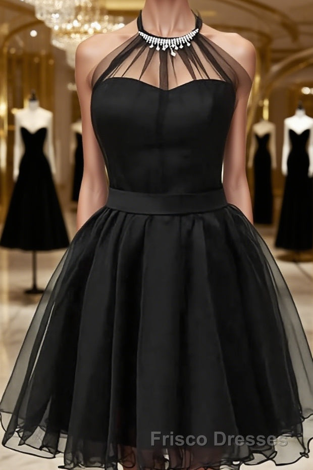 A-Line/Princess Halter Short/Mini Tulle Homecoming Dress