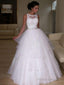A-Line/Princess Jewel Floor-Length Organza Wedding Dresses With Beading
