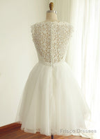 A-Line/Princess Lace Sleeveless Short Wedding Dresses With Beading