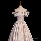 A-Line Princess Off Shoulder Floral Long Party Dress Sweetheart Formal Prom Dress Formal Dress