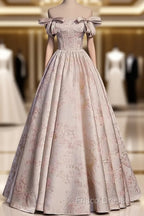 A-Line Princess Off Shoulder Floral Long Party Dress Sweetheart Formal Prom Dress Formal Dress