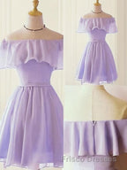 A-Line/Princess Off-the-Shoulder Short/Mini Chiffon Homecoming Dress With Ruffles