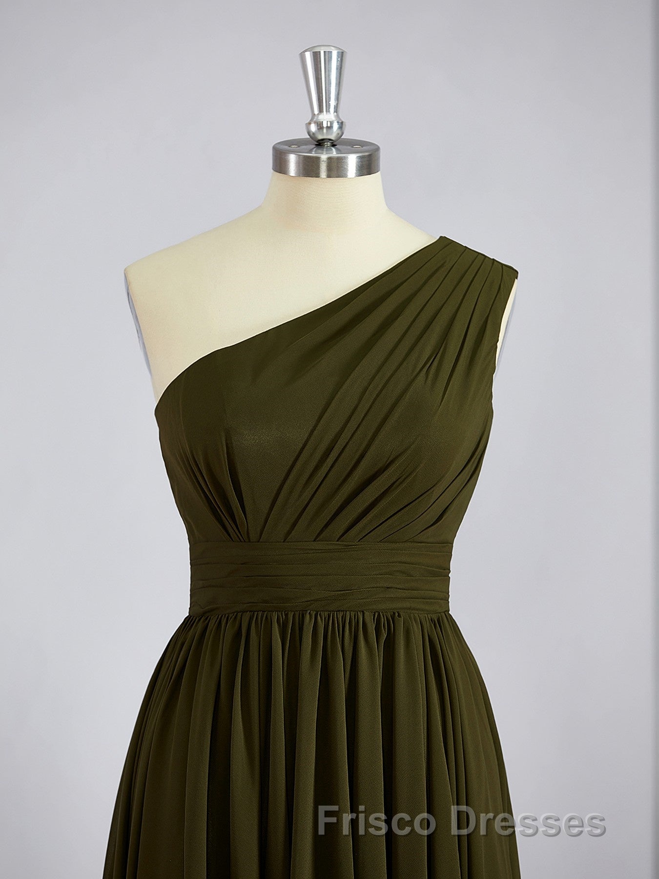 A-Line/Princess One-Shoulder Asymmetrical Chiffon Bridesmaid Dress with Pleated Secondary image