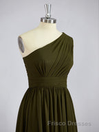 A-Line/Princess One-Shoulder Asymmetrical Chiffon Bridesmaid Dress with Pleated