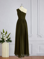 A-Line/Princess One-Shoulder Asymmetrical Chiffon Bridesmaid Dress with Pleated